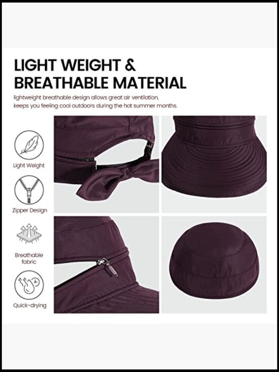 UPF 50+ Sun Hat Convertible Visor Foldable Beach Hat Lightweight Adjustable main image 4